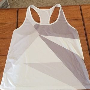 White and gray workout top